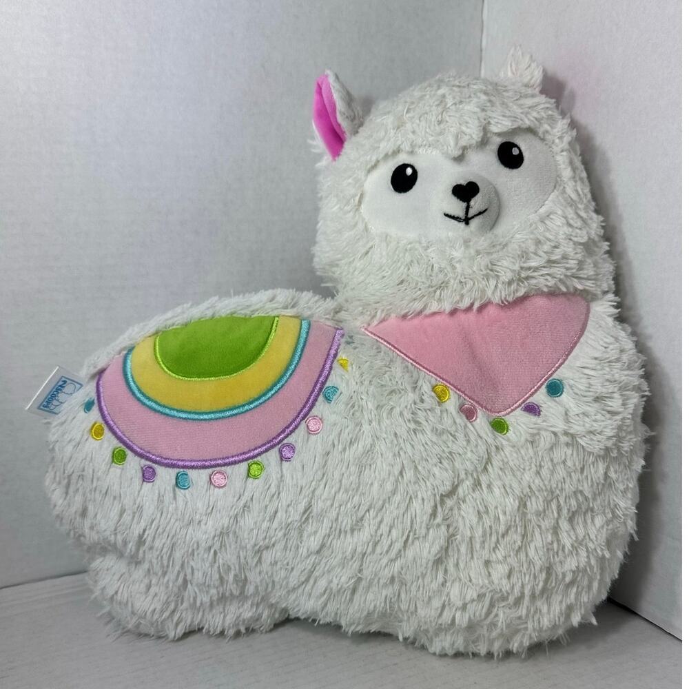 Llama Pillow Plush Pink & White Stuffed Animal 2 Scoops